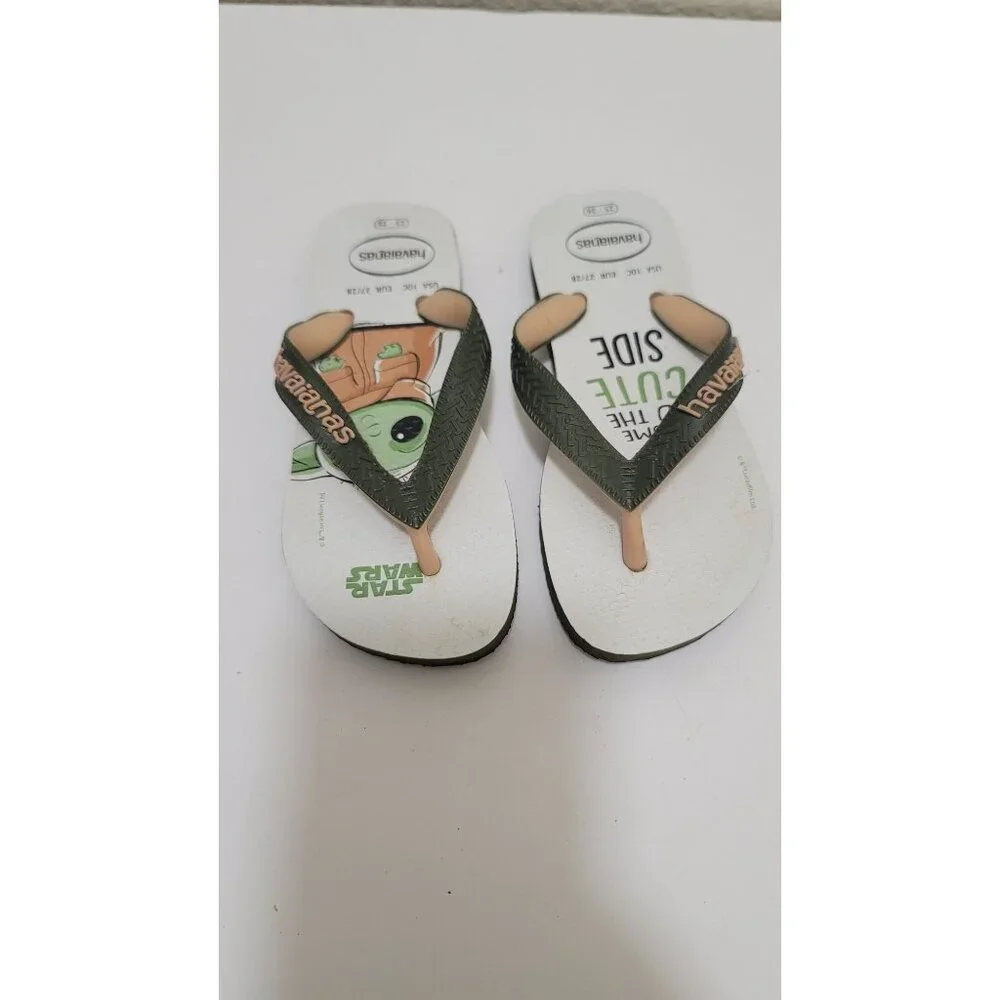 Star‎ Wars Baby Yoda Havaianas Kids Flip Flops Size 10C Green/Beige